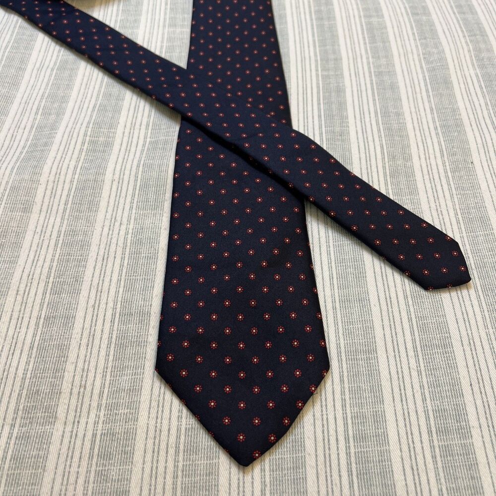 BROOKS BROTHERS Makers Blue Silk Tie geometric floral pattern #0193